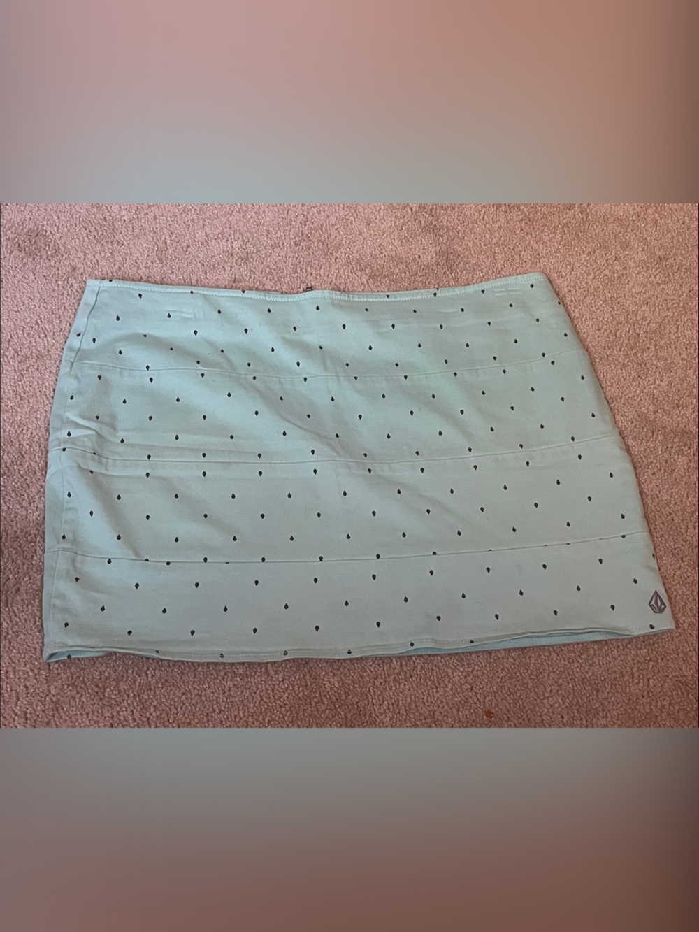 Volcom Mint Mini Skirt with Black Dot Print
